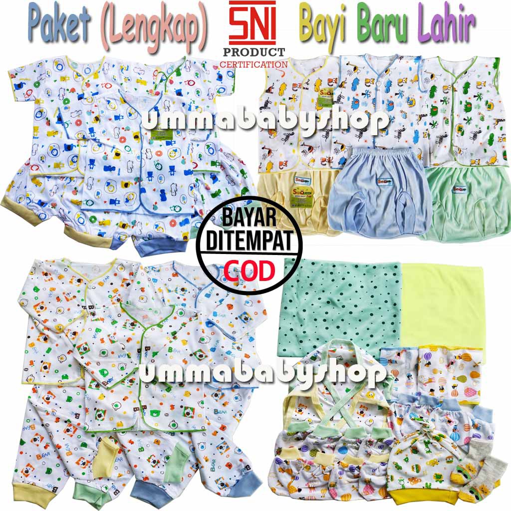 1 Lusin Paket Newborn SNI Premium Perlengkapan Baju Bayi Baru Lahir Baju Celana Bedong Popok Gurita Topi Gift Set Kado Hadiah Setelan Anak Lengkap