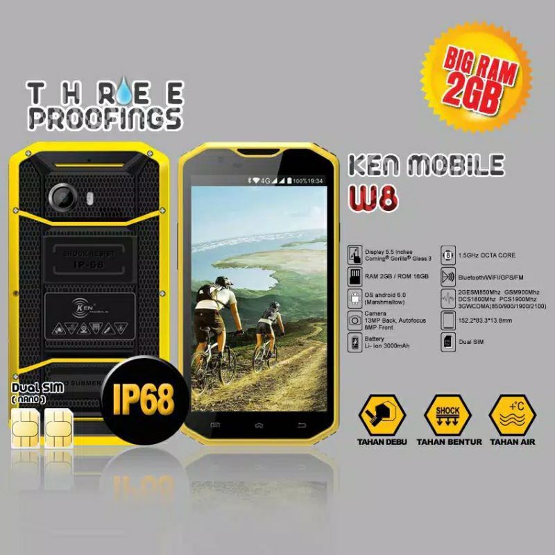 Ken mobile W8 Pro Baru Rugged Phone Outdoor