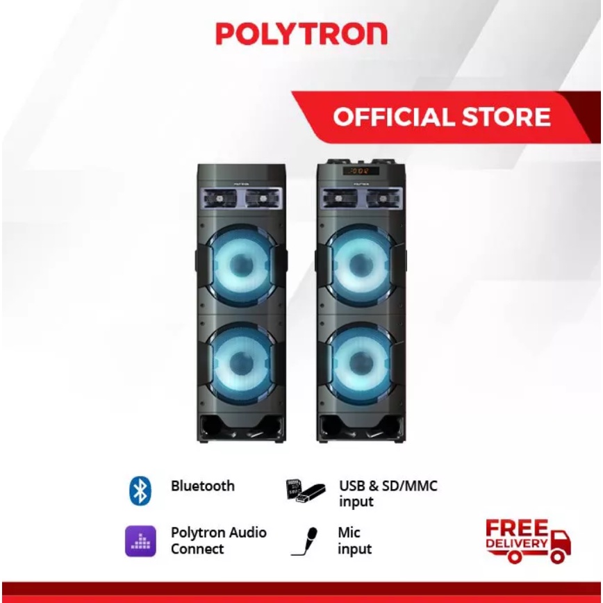 POLYTRON Bluetooth Speaker Aktif Karaoke 10 Inch PAS 10DF22 / PAS 10 DF 22 / PAS10DF22 / PAS 10 DF22