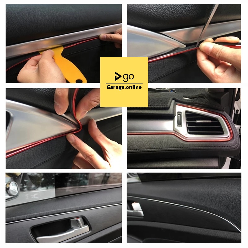 Strip LIS ELASTIS 5 METER VARIASI Panel Dashboard Interior Mobil ELEGANT+SCRAPER GLOSSY METALIK