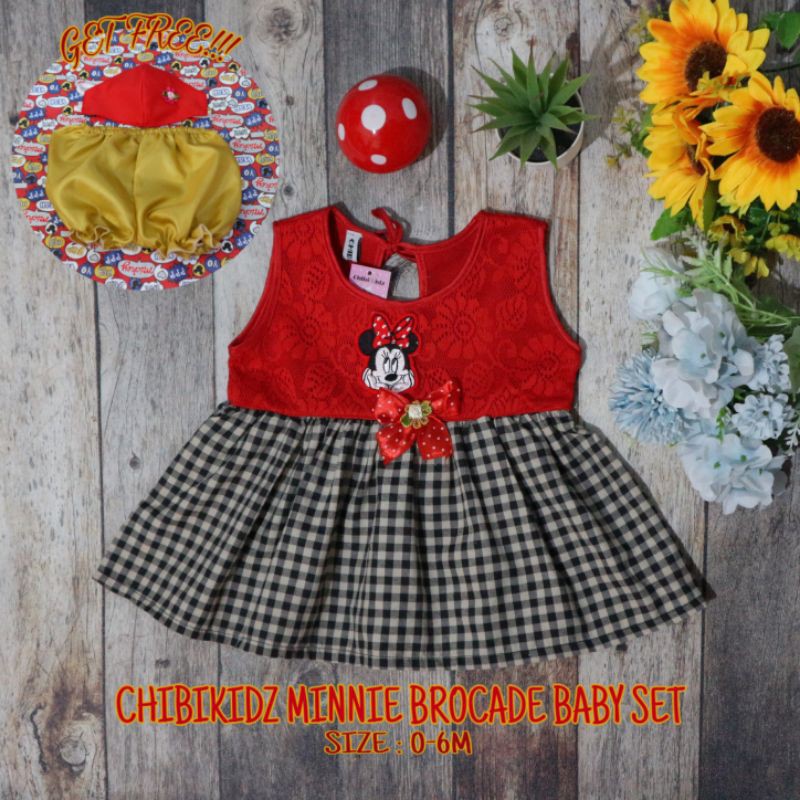 Dress Bayi 0 6 Bulan Chibikidz Minnie Brocade Baby Set