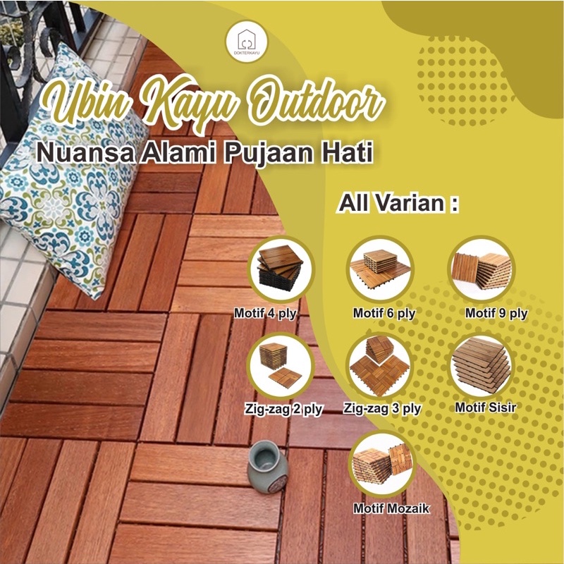 Lantai decking ubin kayu buat taman garden dekorasi perlengkapan rumah outdoor ALL MOTIF