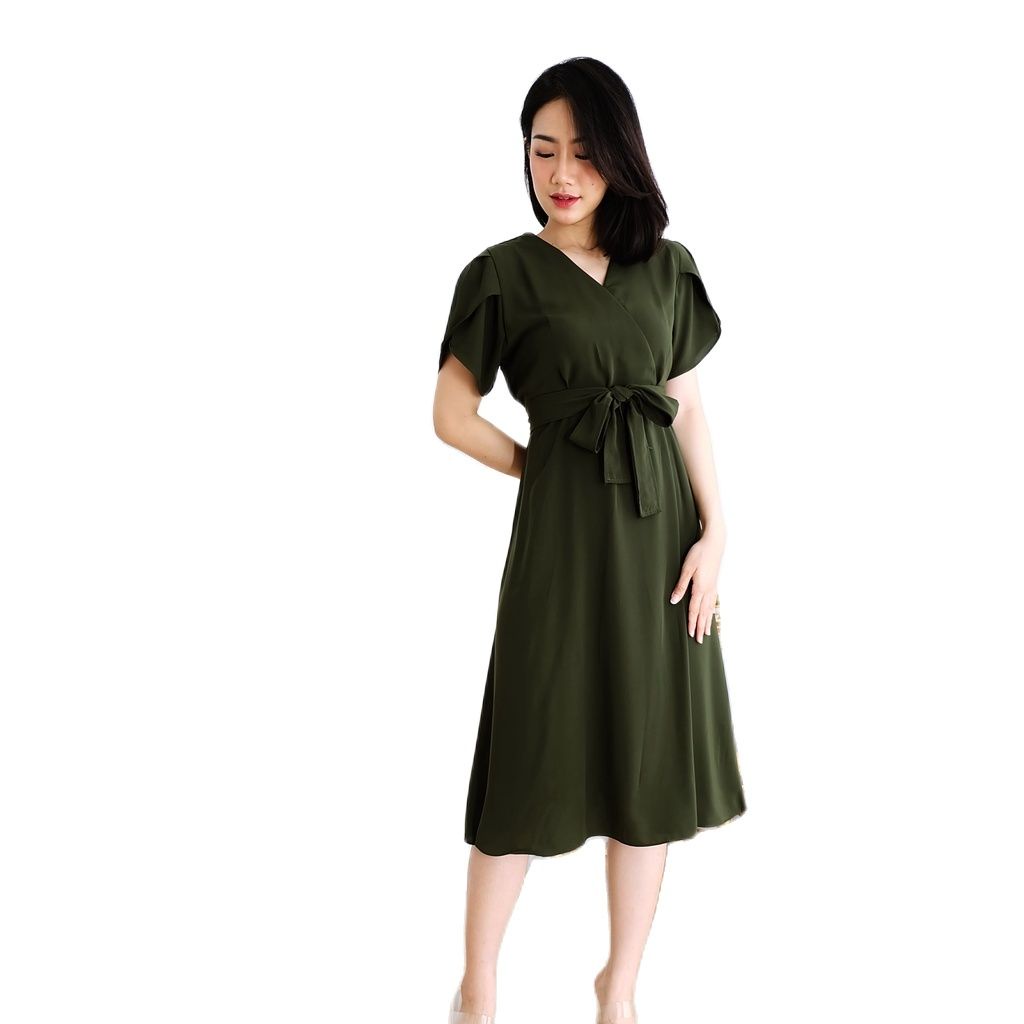 ZASKIYA - Lolina Dress Casual Terusan Premium Crepe  Polos Wanita Korean Style