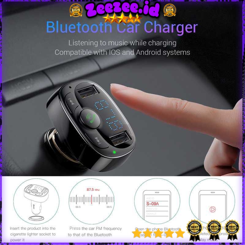 Baseus 2 in 1 Smart Car Bluetooth Audio Transmitter + USB Charging - CCTM-01 - Black