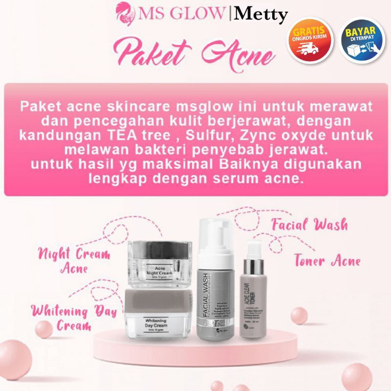 Ms Glow Original Paket Acne / Whitening / Ultimate / Luminous Seller Resmi Skincare BPOM Perawatan Pemutih Wajah Skin Care Manfaat Flek Noda Kusam Kerutan Jerawat Bruntusan Berminyak Cerah Glowing msglow Padang-2
