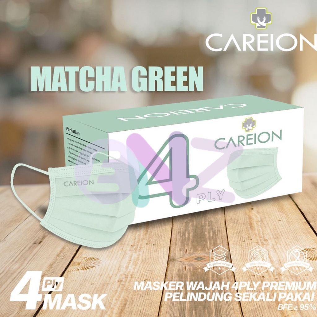 ENZ ® MASKER EARLOOP 4PLY 4 PLY CAREION EMBOSS PREMIUM HITAM PUTIH WARNA ISI 50 PCS UKURAN DEWASA 1002