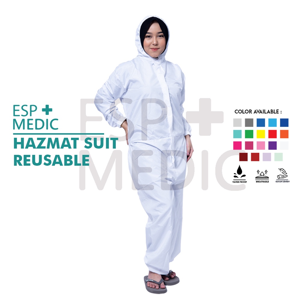 ESP MEDIC - BAJU APD HAZMAT WATERPROOF HAZMAT SUIT APD MEDIS JUBAH OPERASI REUSABLE HAZMAT SUIT APD 