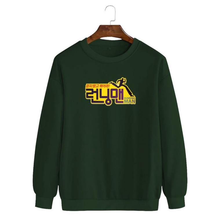 Noveli wear - Kaos sweater Running man tulisan korea sweatshirt roughneck | sweater crewneck basic unisex distro bahan berkualitas sablon digital