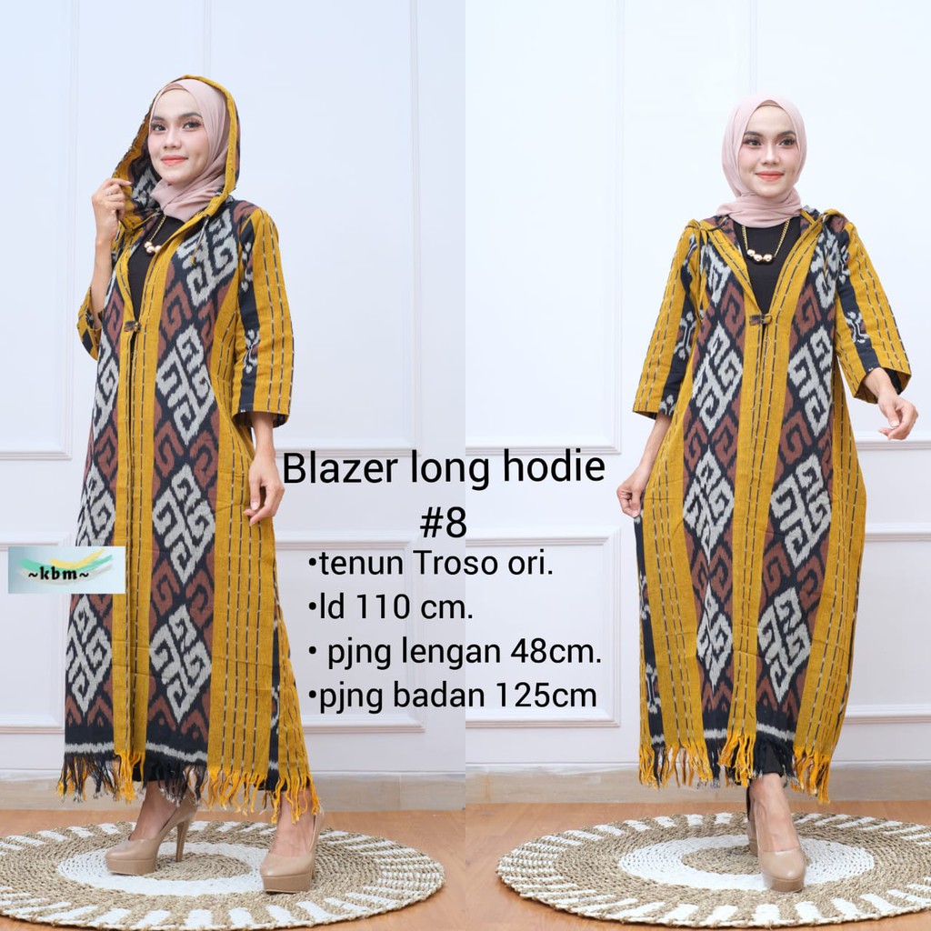 Blazer Long hoodie ori tenun troso