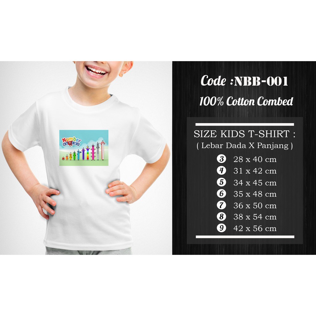 [FREE NAMA !!] Kaos Anak &amp; Family Number Blocks 100% COTTON PREMIUM