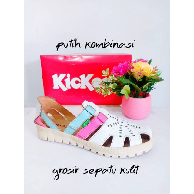 Sandal kickers cewek motif bintang bahan kulit asli berkualitas size 37- 40