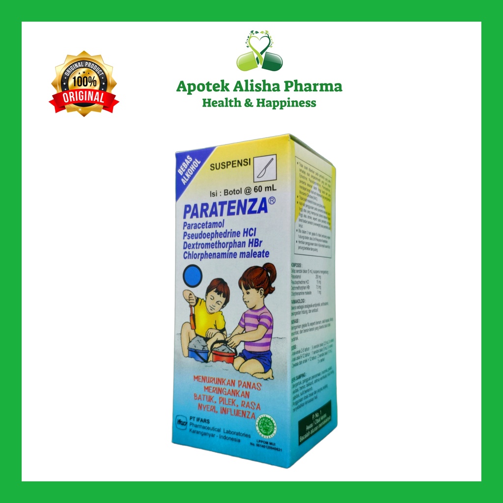 Paratenza Sirup 60ml - Paratensa Syrup Obat Batuk/Flu/Pilek/Panas/Demam Anak