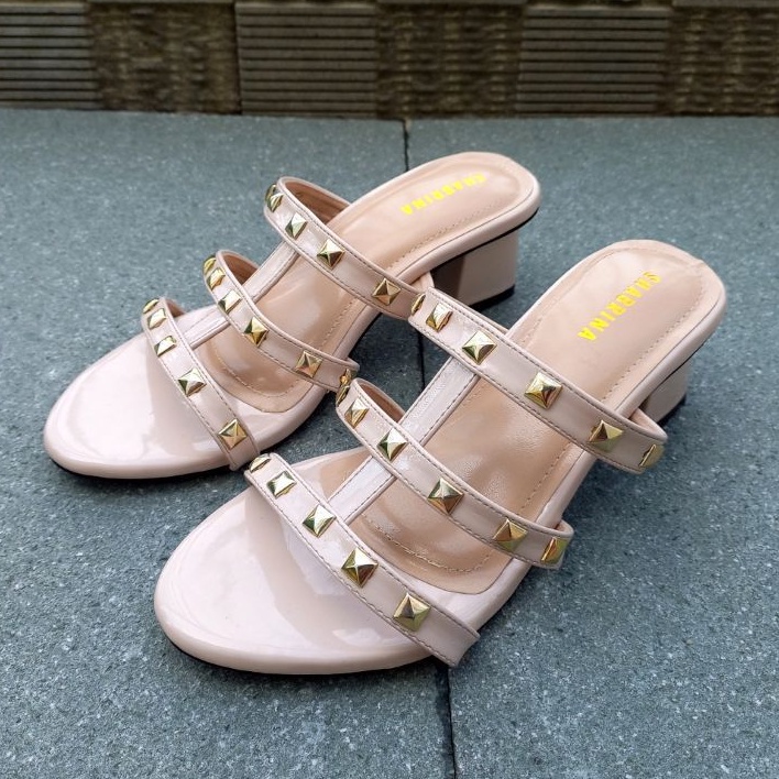 Shabrina Heels Clarissa Cream Glossy Sepatu Big Size Jumbo 41-45