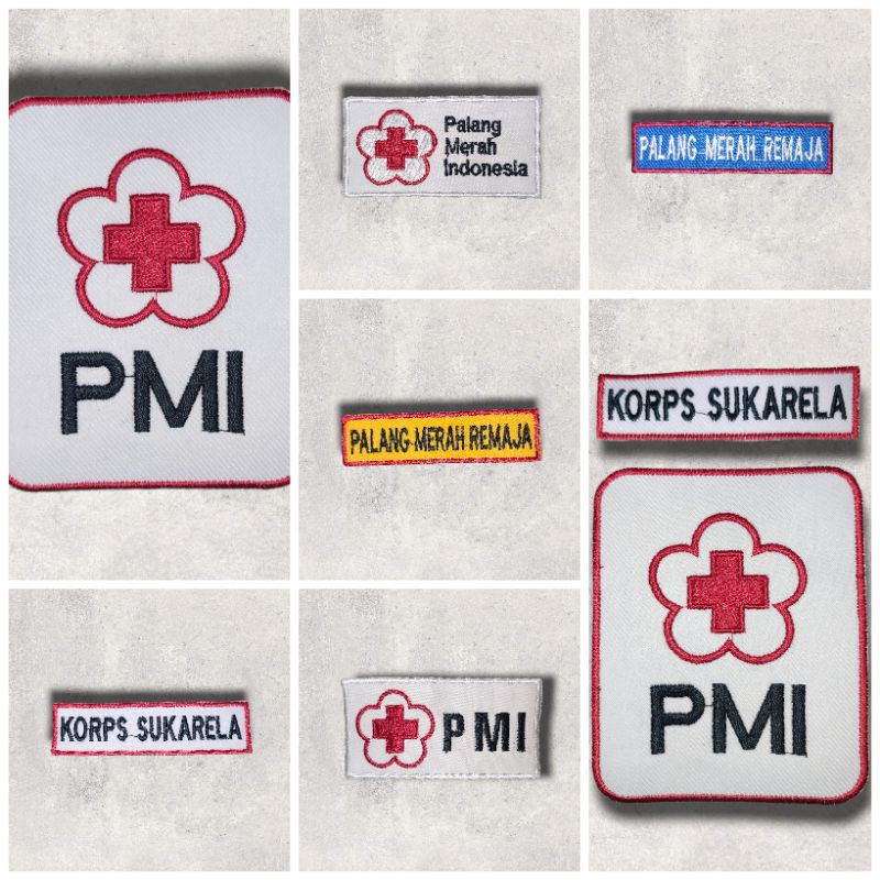 Badge Logo Pmi Bordir untuk SD, SMP, SMA, KORPS SUKARELA ( 1 SET ) Dan Satuan