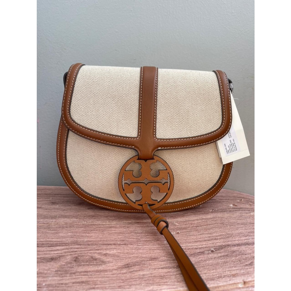 Tas Tory Burch Miller Canvas Quadrant Small Brown New Original