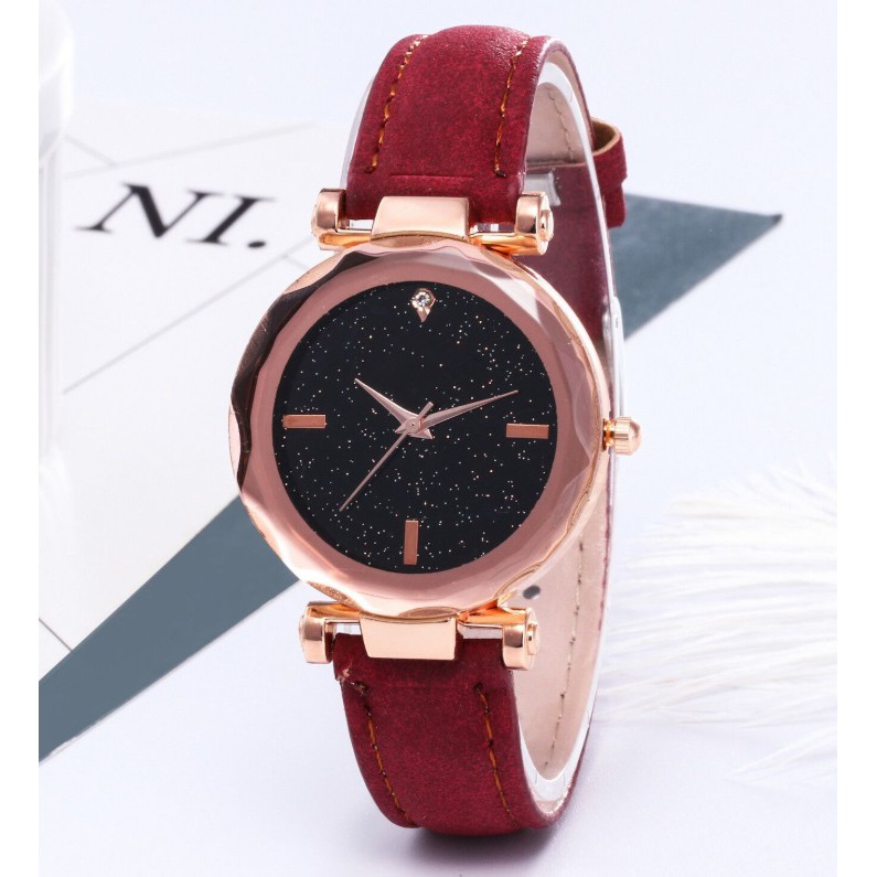 Jam Tangan Kulit Fashion Starry KULIT Women's Watches Watch Faux Leather Korea Style Women Watch