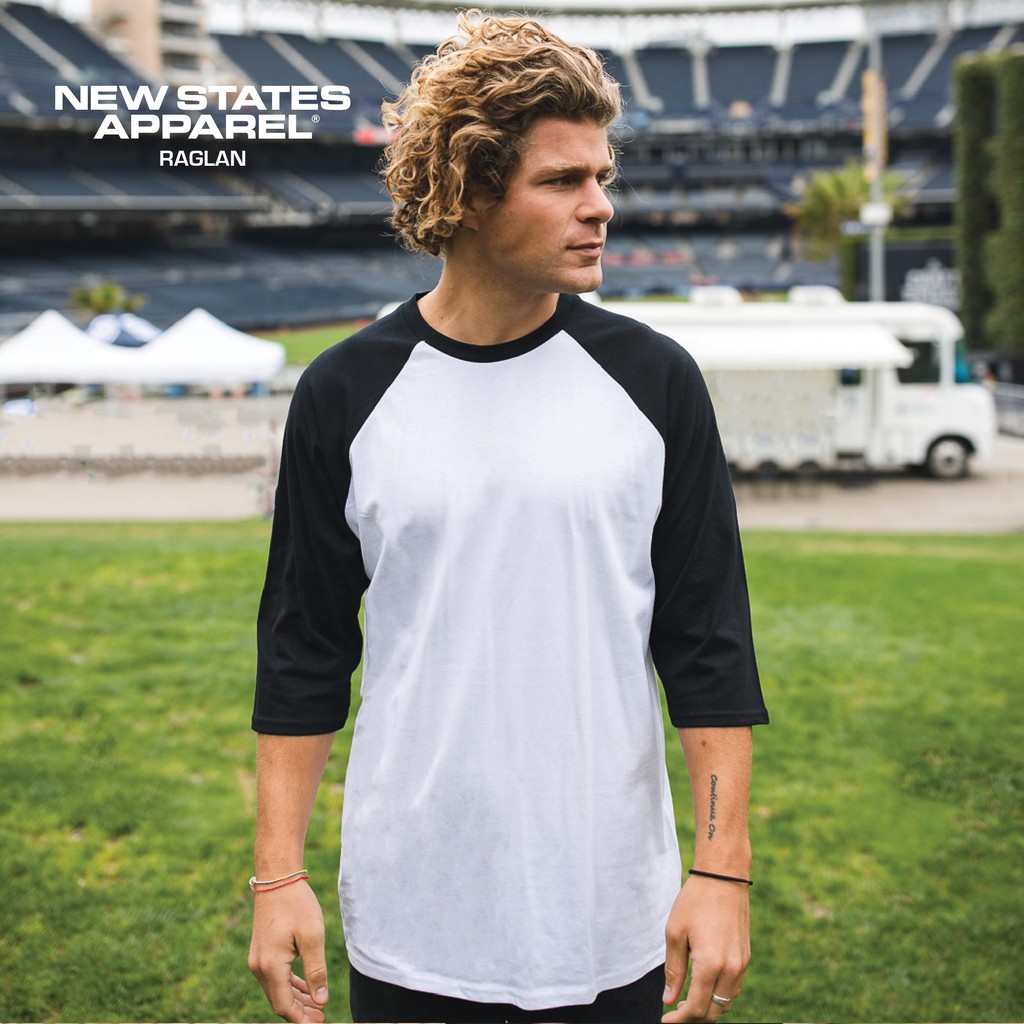 New States Apparel Premium Cotton Raglan 3 4 7260 S XXL 