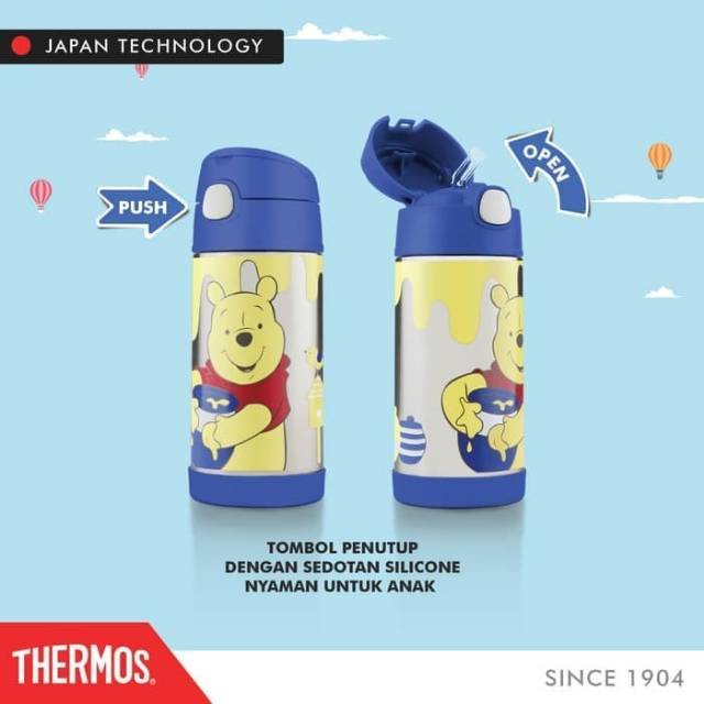 Thermos Original Straw Bottle Disney Winnie The Pooh Cars Frozen 350ml - Tumbler