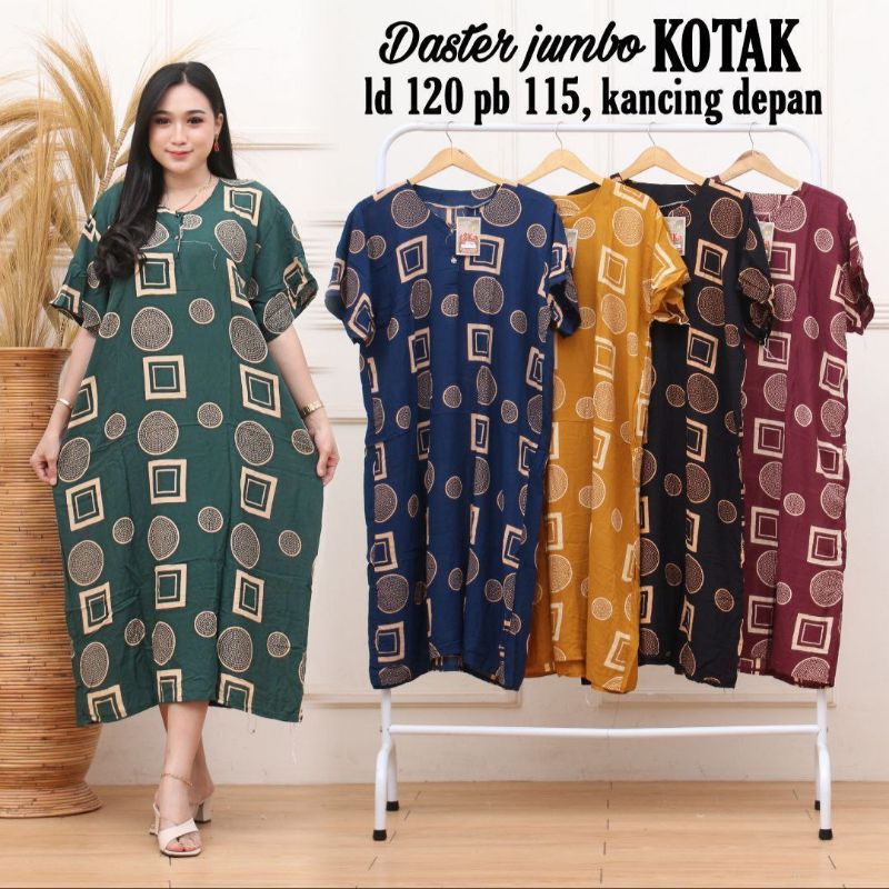 Daster Jumbo Motif Kotak Bintang Cabutan Busui LD 120 | Long Dress Grosir Batik Termurah Batik Asli 