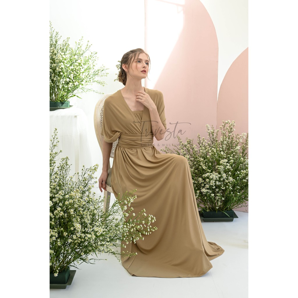 MAXI | TAN | MULTIWAY INFINITY CONVERTIBLE DRESS | FREE KEMBEN &amp; SPECIAL LONG SCRAFT