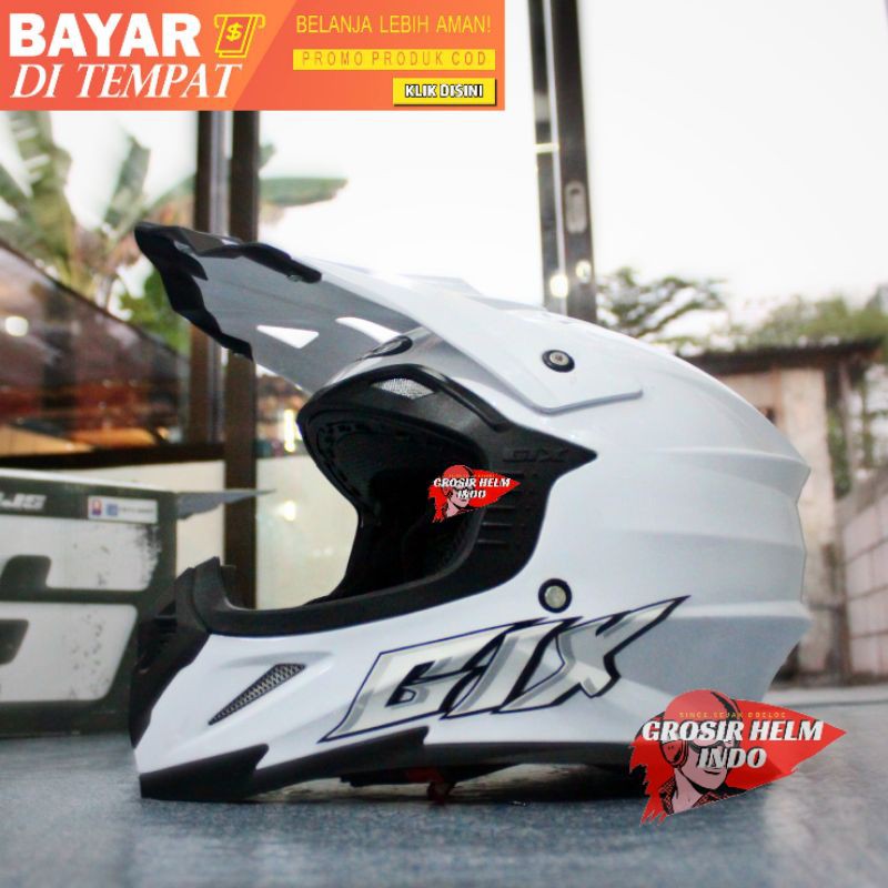 HELM GIX CROSS SOLID PUTIH WHITE ORIGINAL HELM TRAIL GIX PUTIH POLOS_BLACKDOFF ARMYDOFF SOLID