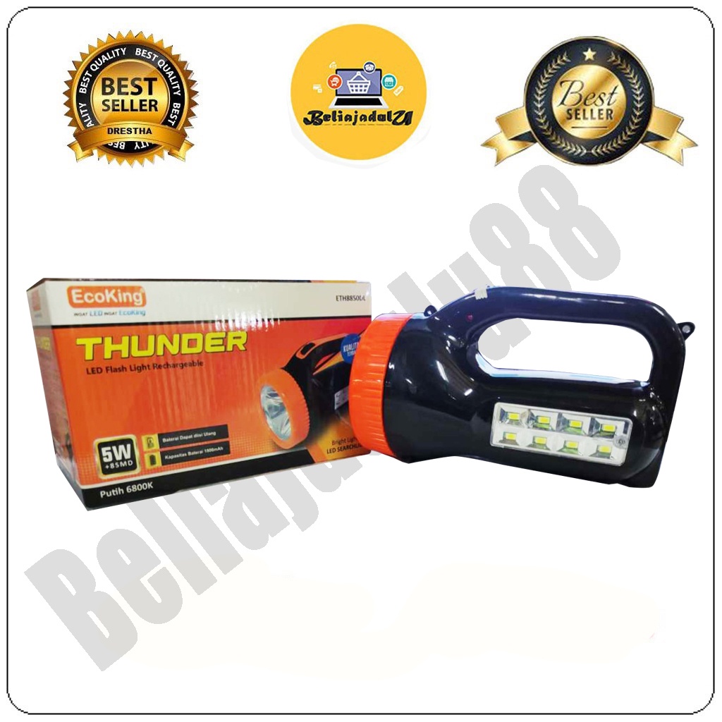 Beliajadulu88 senter Led Lampu Emergency Super Terang Thunder ETH8850DL 5W+8smd Ecoking