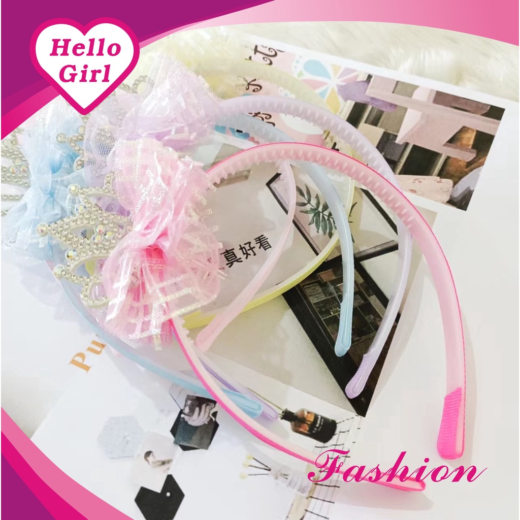 (Hello Girl)B41 Bando Anak Bando Pita Telinga Permata Import