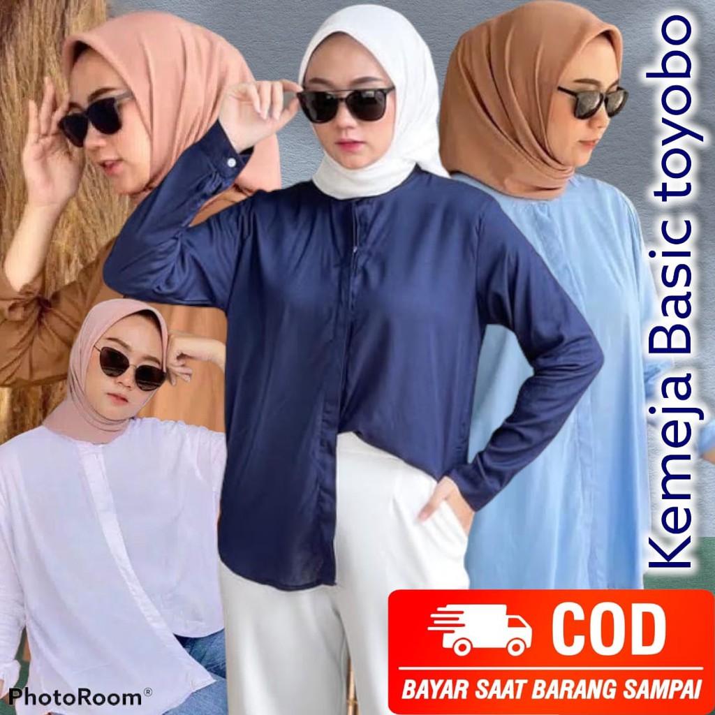 Kemeja Wanita Polos Lengan Panjang Kasual atau Formal (COD)