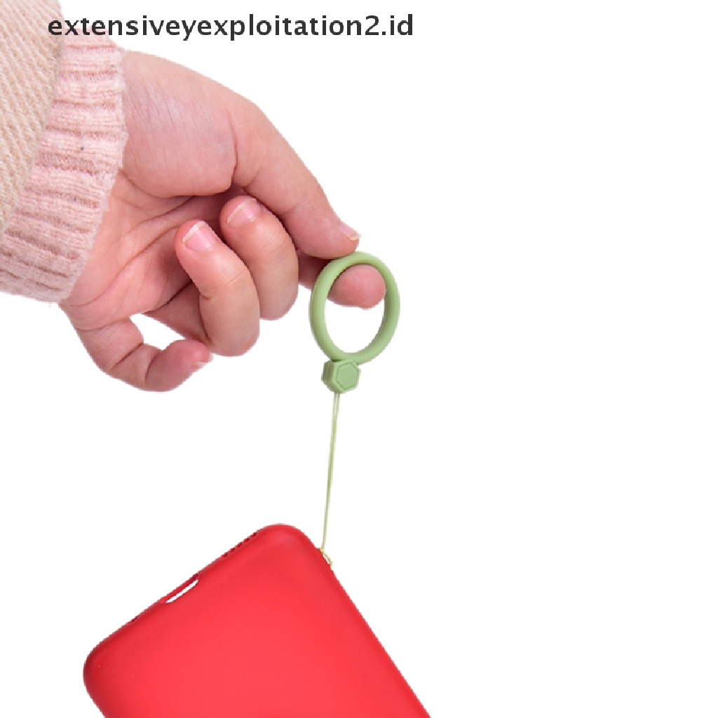 Id Ring Holder Bahan Silikon Anti Hilang Dengan Tali Lanyard Untuk Handphone Universal