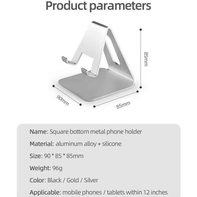 ACCEZZ Smartphone Tablet Stand Holder Bahan Aluminium - S3 - Silver