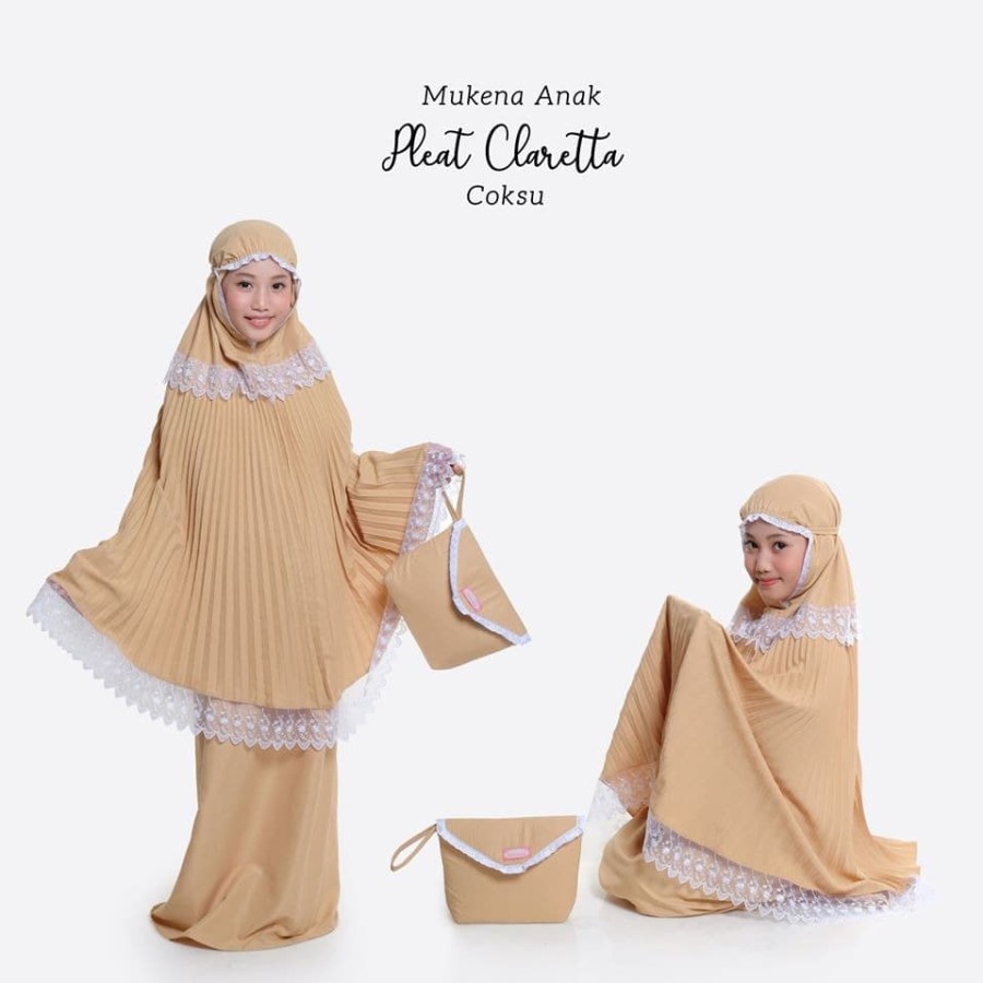 MUKENA ANAK PLEAT CLARETTA COKSU TANGGUNG 12 TAHUN // MUKENA PLISKET KLOK // MUKENA ANAK ANAK H5T1