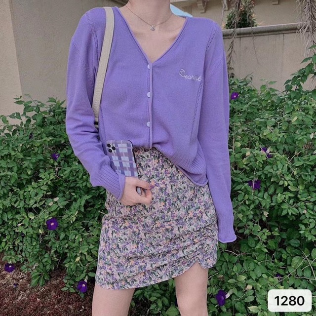 cardigan ungu lilac