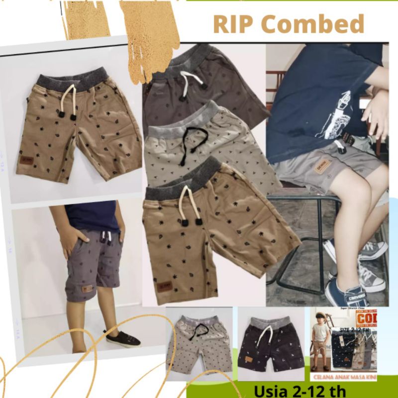 Celana Pendek Anak Laki Usia SMP Rip Twill Combed