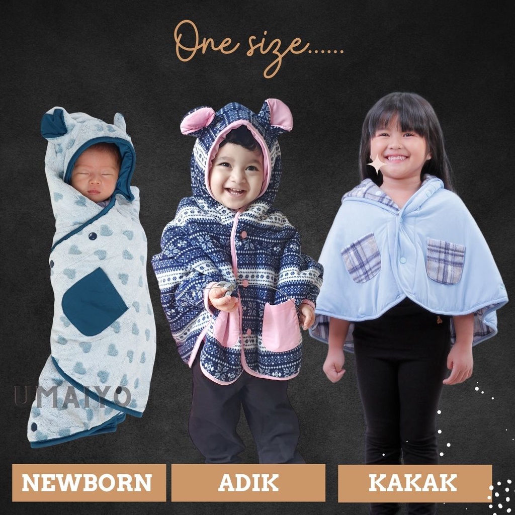 Cuddle Me Baby Cape Jaket selimut bayi (0- 3 tahun) mantel bolak balik tebal lembut bisa dipakai perempuan laki laki