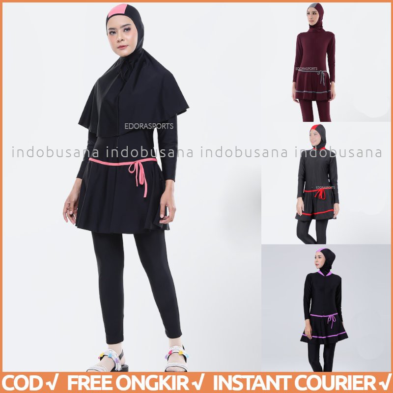 EDORA Baju Renang Muslim Wanita Dewasa ES ML DW Model SLIM FIT MUSLIMAH ORIGINAL