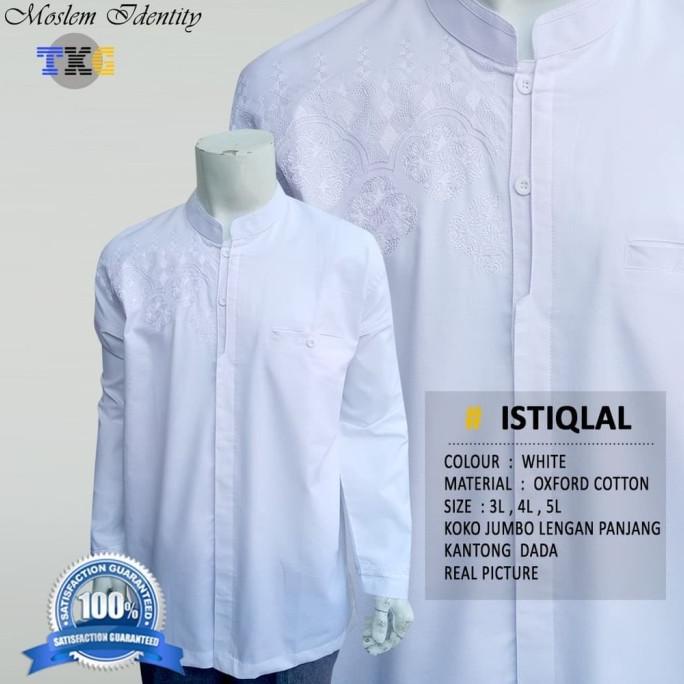 Baju Koko Putih Jumbo / Ukuran 3L, 4L, 5L / Baju Koko Bordir Murah