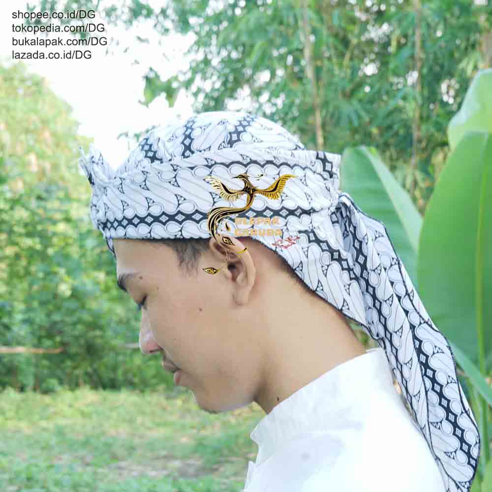 Blangkon Sunda Motif Batik Liris 2 Hitam Putih - Ikat Iket Model Sunda