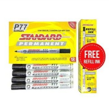 

STANDARD P77 PERMANENT MARKER 12PCS /FREE REFILL 2PCS