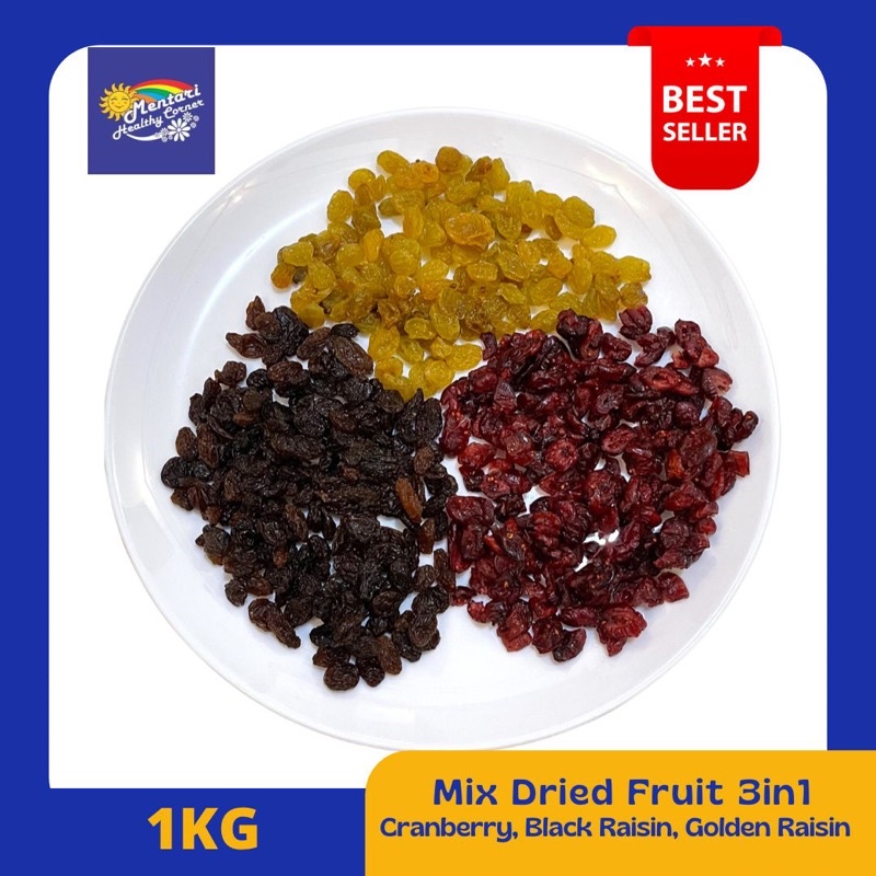 Mix Dried Fruit 3in1, 1KG (Cranberry,Black Raisin, Golden Raisin) 1KG