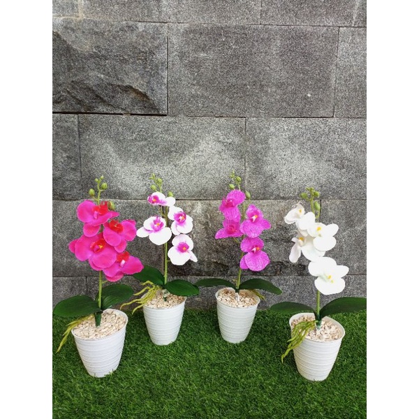 (COD) BUNGA ANGGREK LATEX POT PIRUS ANGGREK HIAS ARTIFICIAL BUNGA HIAS ANGGREK