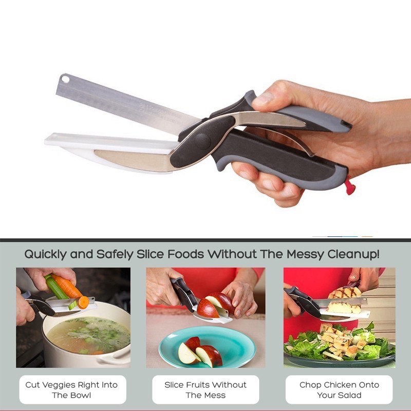 CLEVER CUTTER 2 IN 1 - GUNTING PISAU TALENAN SERBAGUNA CEPAT TAJAM - KNIFE AND CUTTING BOARD SLICING