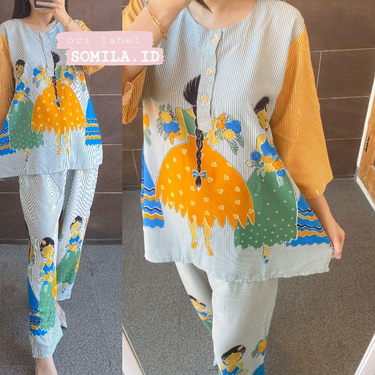 Bagus Dipakai.. GROSIR KULOT ONE SET TERBARU BUSUI JUMBO RC ASMARA LENGAN 7/8 PANJANG PIYAMA BATIK B