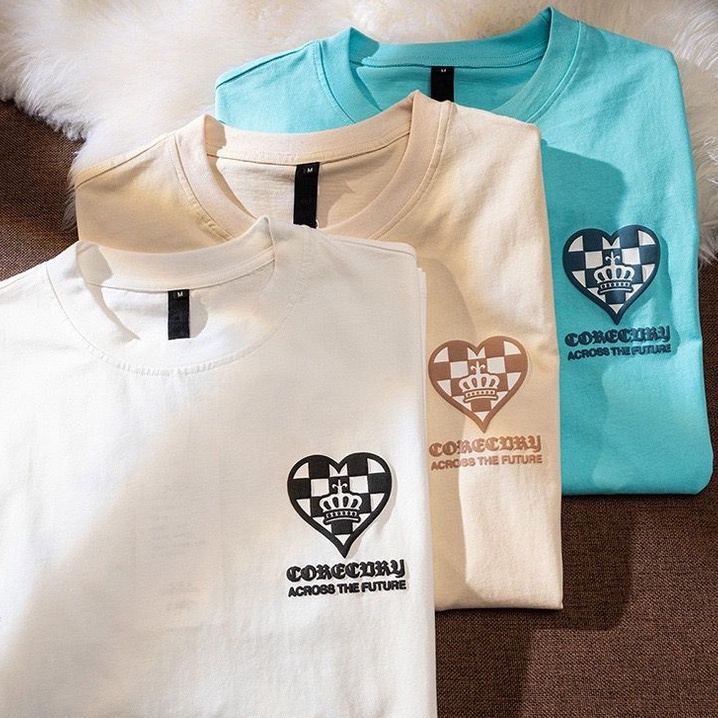 [littlecrab] Kaos Oversize Poker Corecory Across The Future Tshirt Spade Heart Diamond Club T-shirt Couple Unisex Catur Chess Kuda Black White Berkualitas Street Style Corecvry Club Korean Style