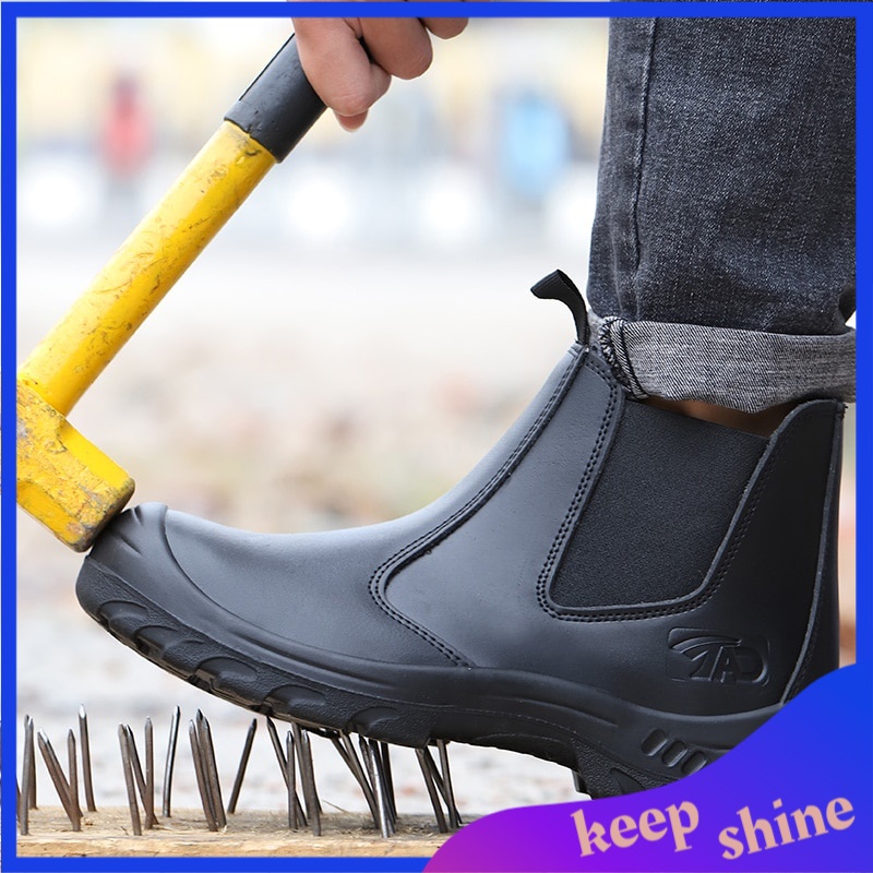 Sepatu Safety Pria Import New Winter Boots Men Genuine Leather Shoes Safety Boots Indestructible Wor
