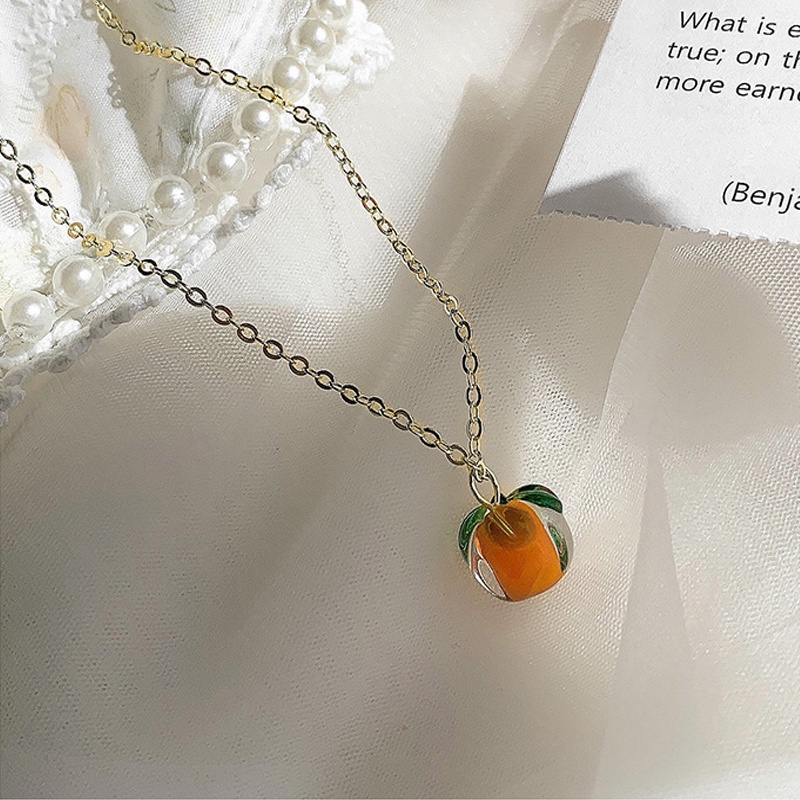 Persimmon pendant necklace girl ins tide light luxury niche design sense personality clavicle chain for women