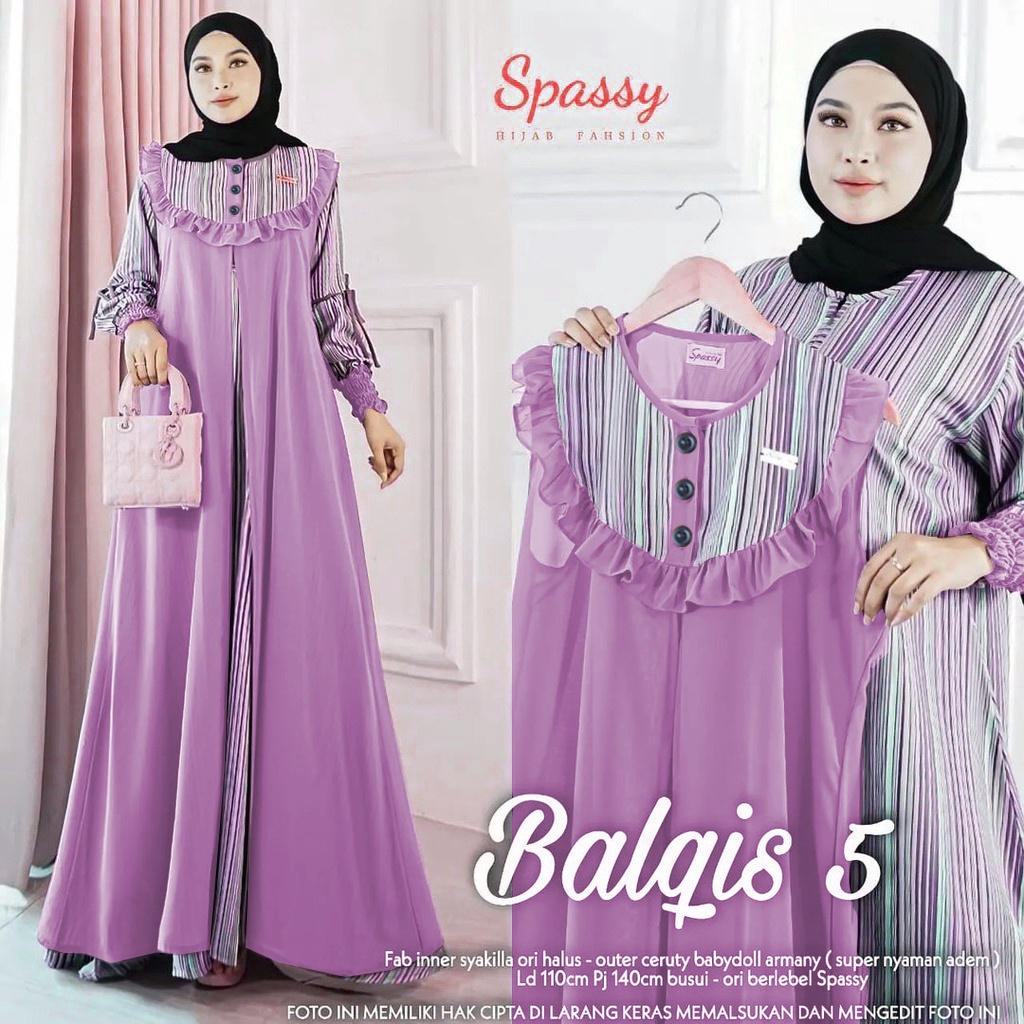 Balqis 5 Miora Gamis 2 in 1 Terbaru Busui Matt Inner Rami Import Premium Outer Ceruty Gamis Kondanga