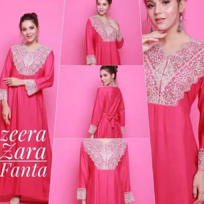 Daster Wanita Arab Zara Adem Gamis Muslimah Mewah Lembut Terbaru - Pink Fanta LIMITED EDITION
