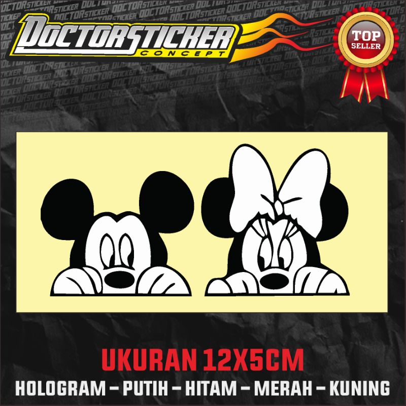 Stiker cutting micky mouse kaca mobil lucu keren