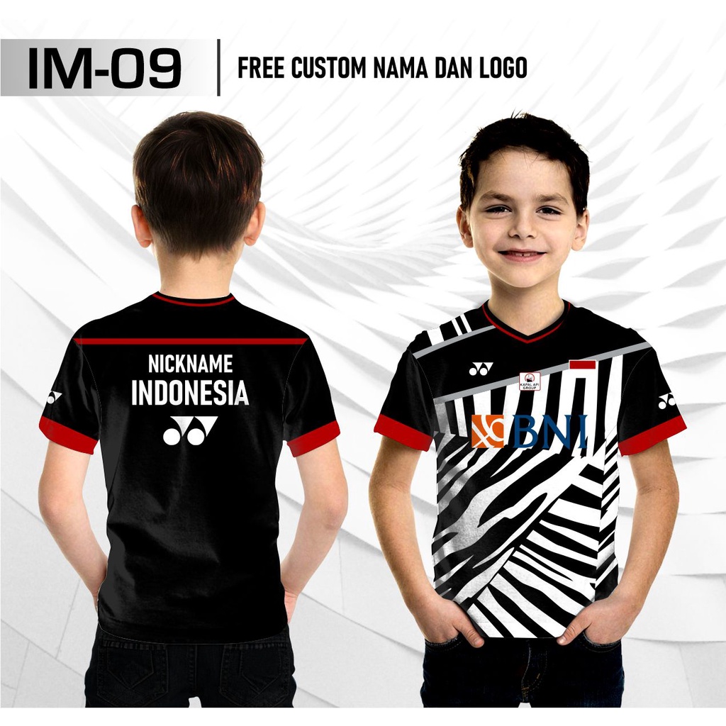 Jersey badminton minions anak indonesia master open baju kaos bulu tangkis