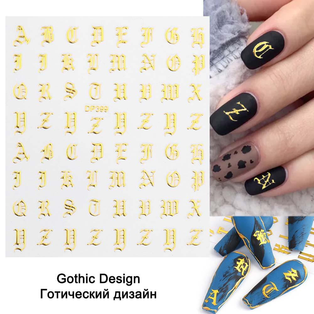 AUGUSTINA Agustina Nail Art Stiker Konstelasi 3D Bronzing DIY Slider Huruf Inggris Nail decal